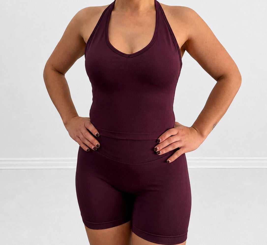 Contour Halter Tank - Plum