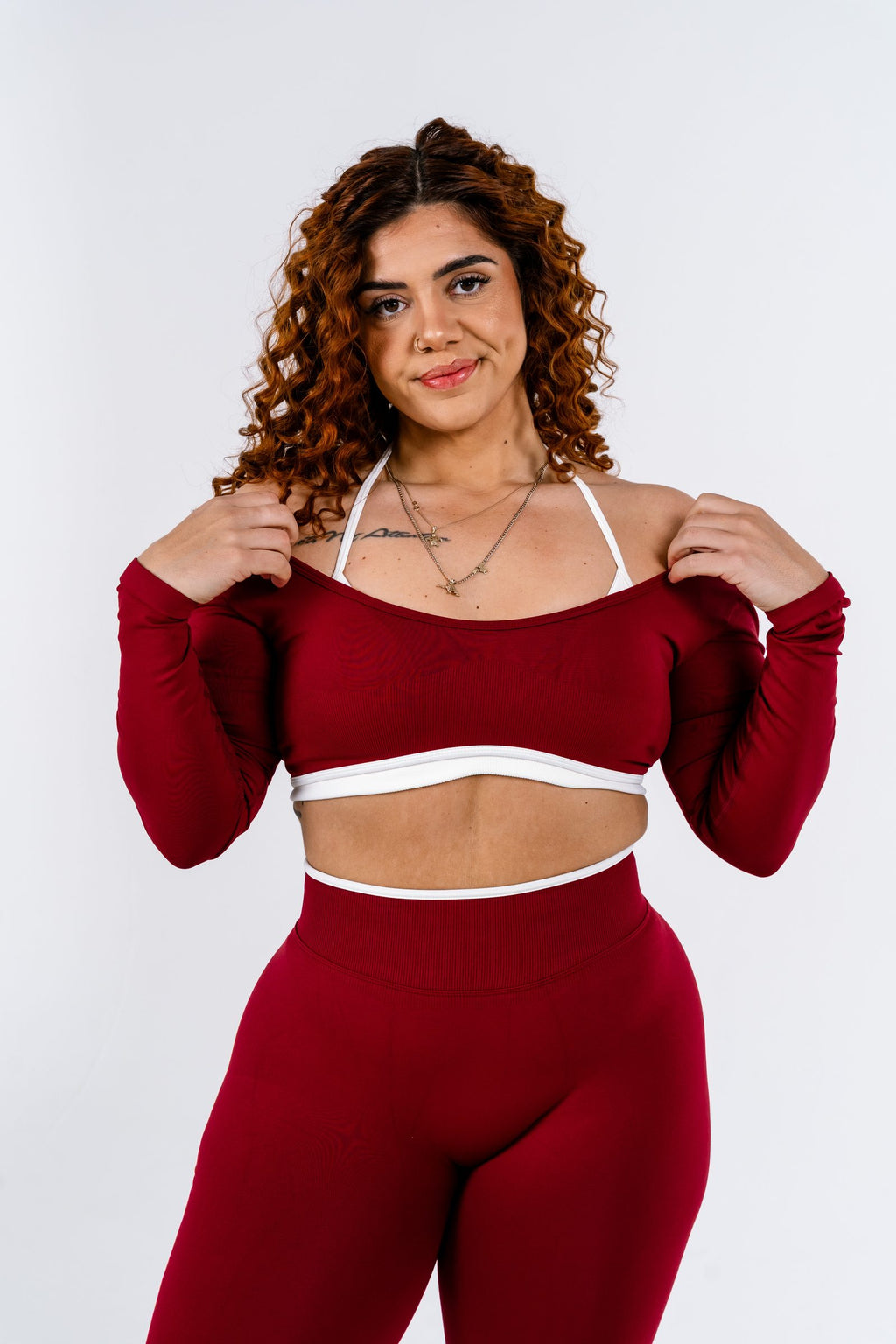 Ivy Two Tone Longsleeve Crop - Red