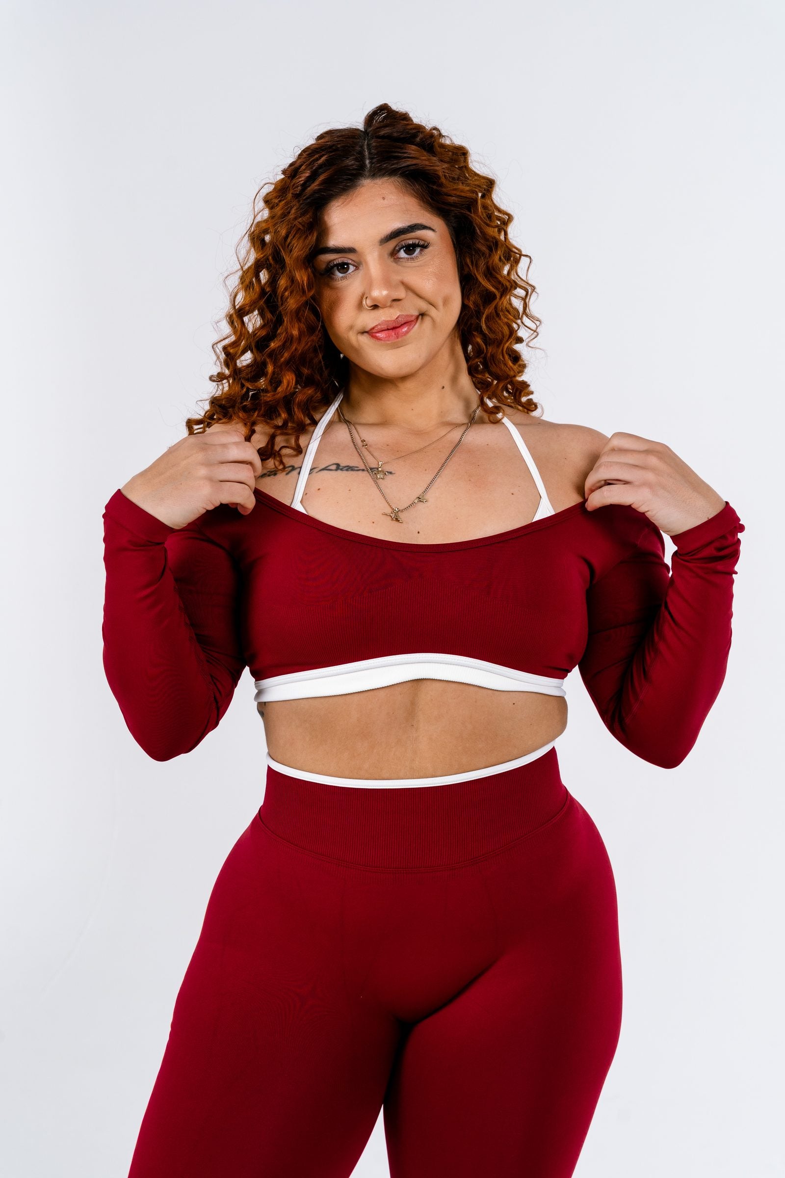 Ivy Two Tone Longsleeve Crop - Red