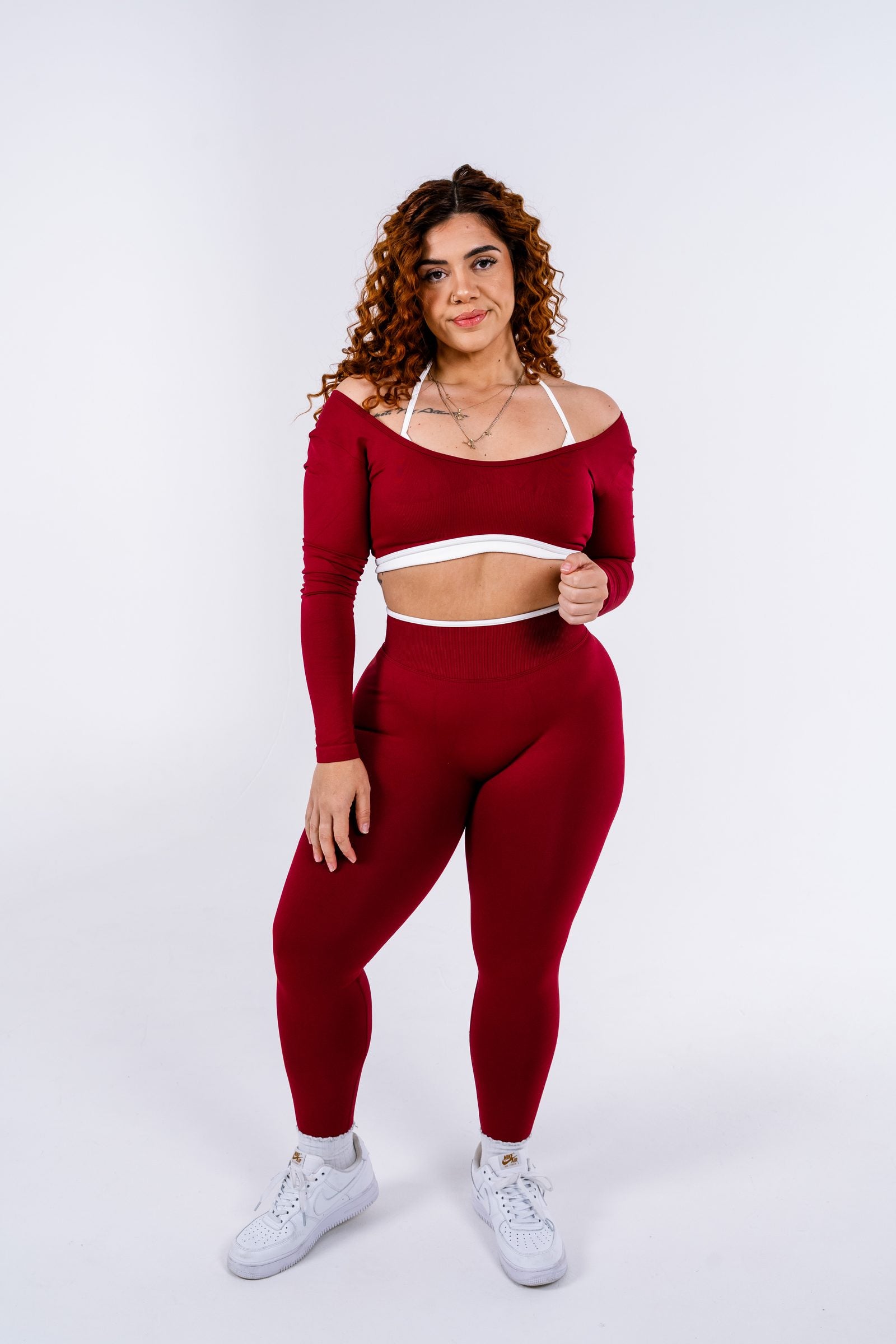 Ivy Two Tone Leggings - Red