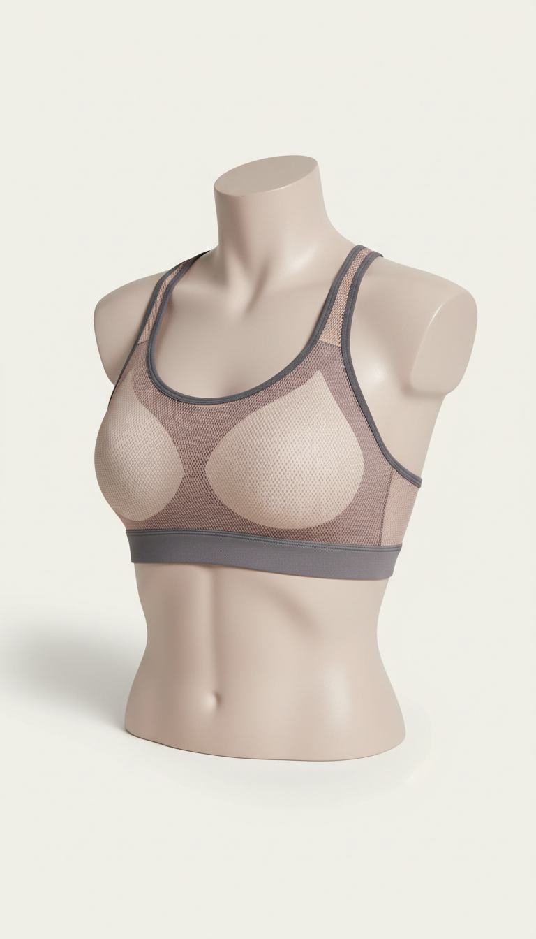 Double-Layer Mesh Overlay Sports Bra